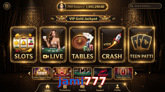Main screen of Jami777 casino page for PK players